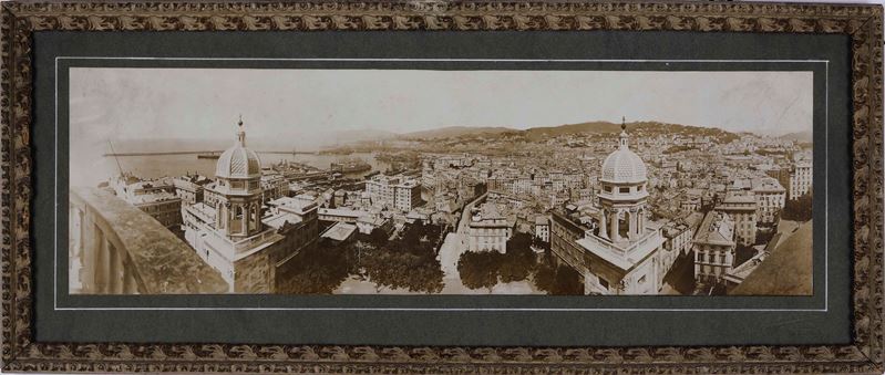 Fotografia-veduta di Genova. Grande veduta di Genova vista da Levante.  - Auction Prints, Views and Maps - Cambi Casa d'Aste