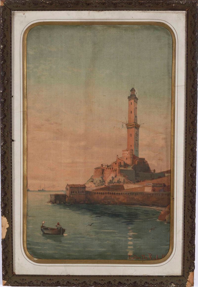 Egidio De Rubelli Veduta della Lanterna di Genova, 1860  - Asta Stampe, Vedute e Carte Geografiche - Cambi Casa d'Aste