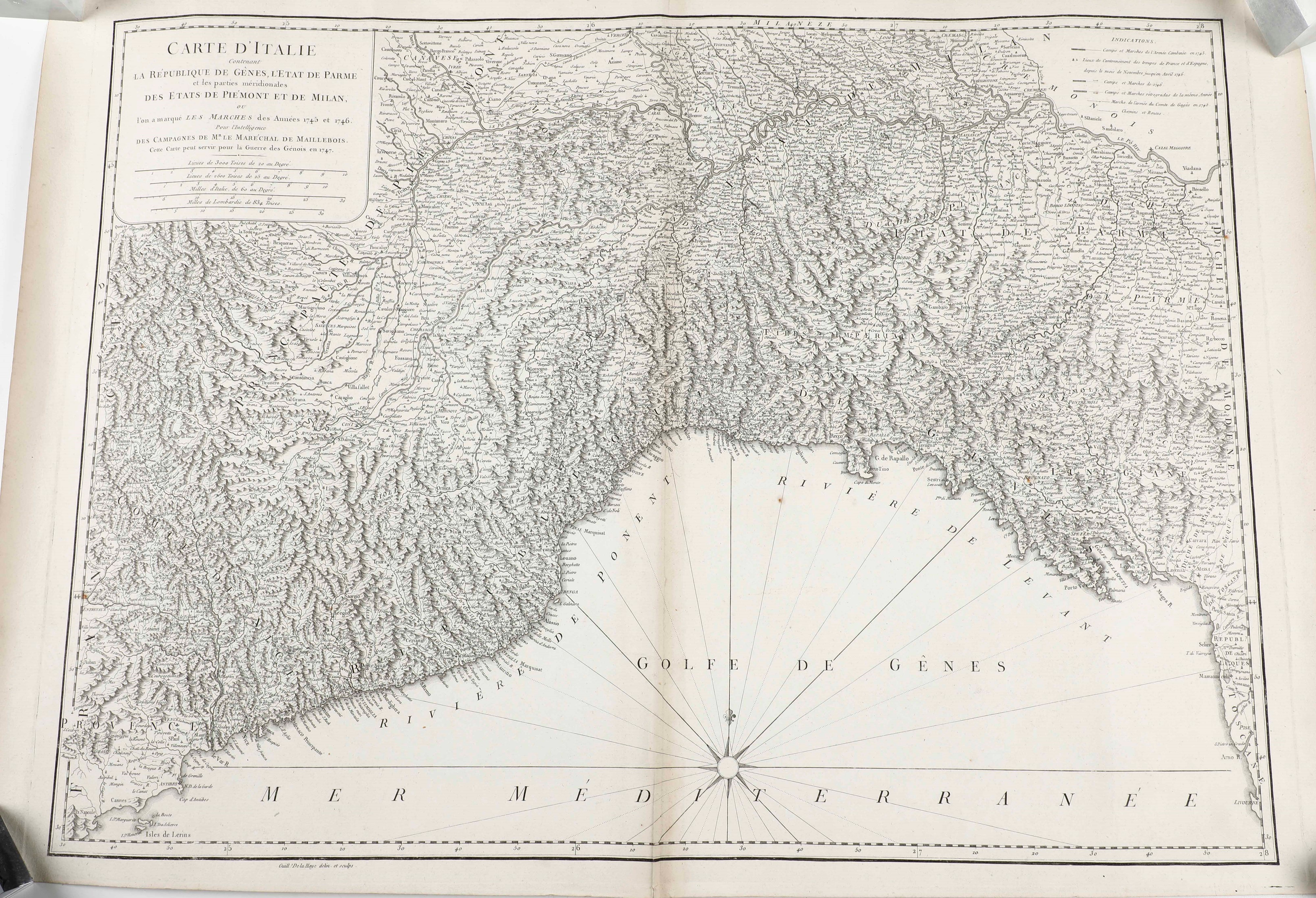 Genova - Liguria 4 Carte Topografiche della Liguria ed una Veduta di Genova, Secolo XVII-XVIII