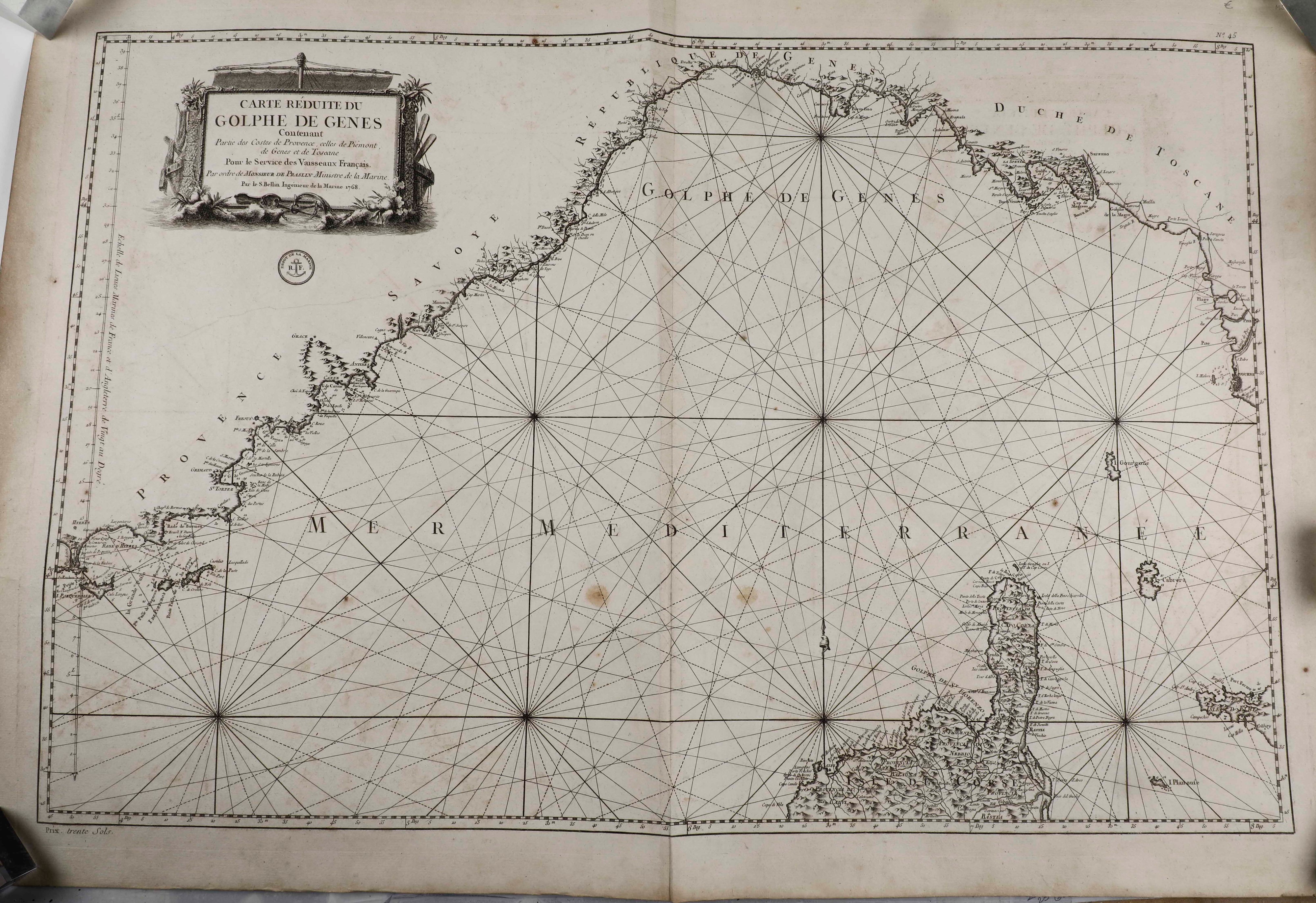 Genova - Liguria 4 Carte Topografiche della Liguria ed una Veduta di Genova, Secolo XVII-XVIII