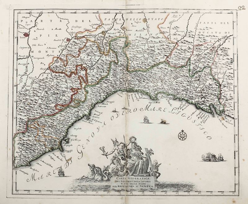 Carta corografica governo della Liguria, 1750  - Asta Stampe Antiche e Moderne - Cambi Casa d'Aste