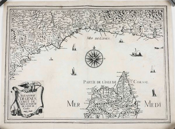 Carta topografica di Liguria e Corsica