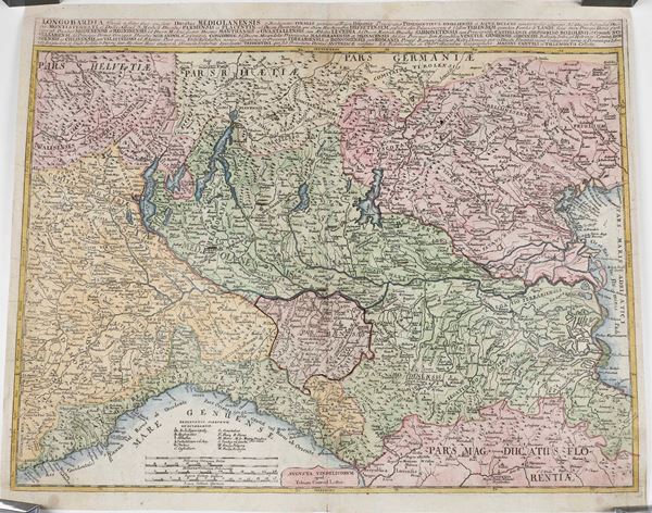 Tobias Conrad Lotter Carta topografica del Ducato di Milano, secolo XVIII