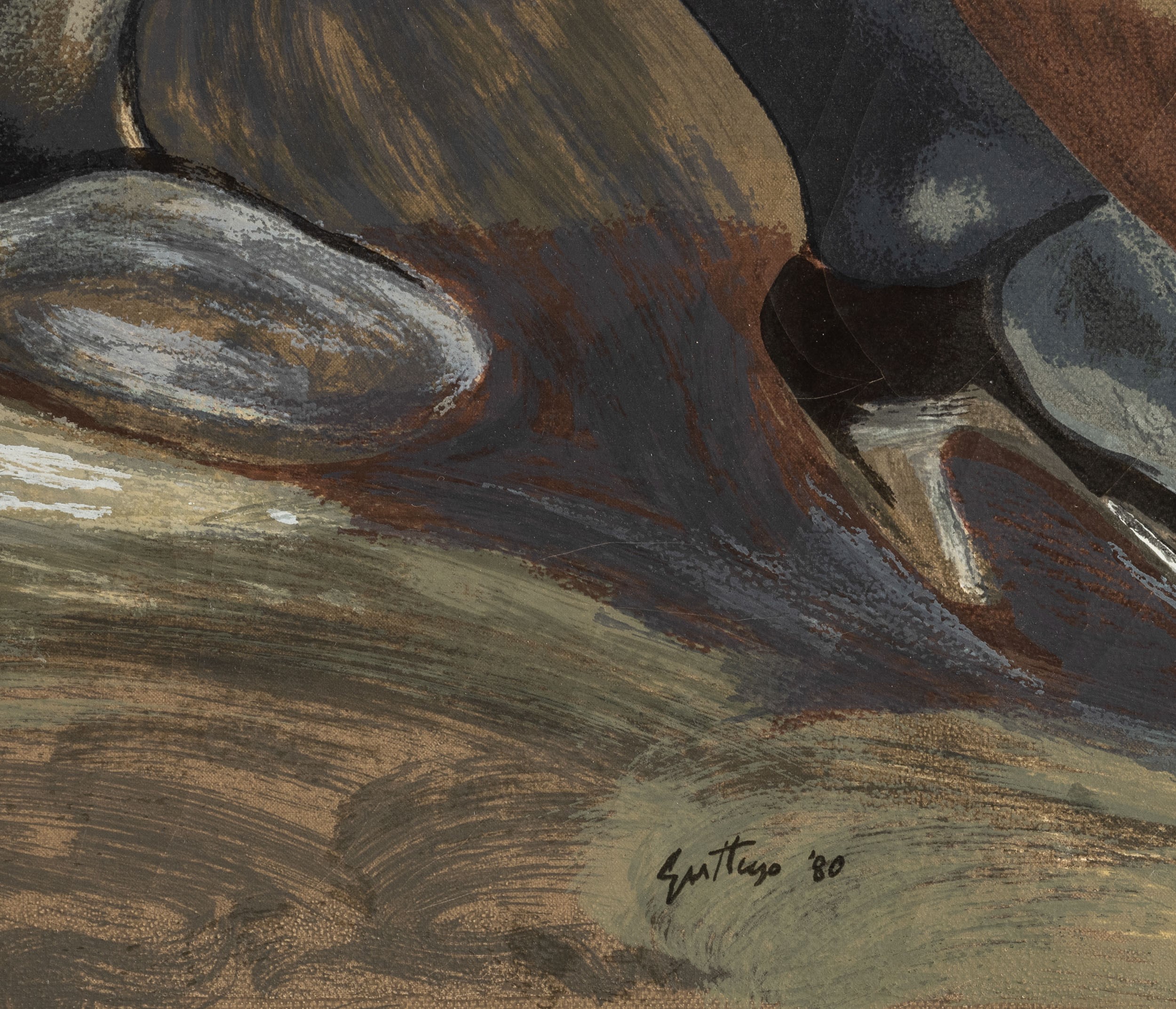 Renato Guttuso - Nudo Sdraiato con Calze Nere