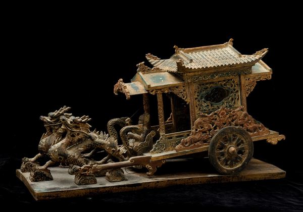 A lacquered wood chariot, China, 1900s