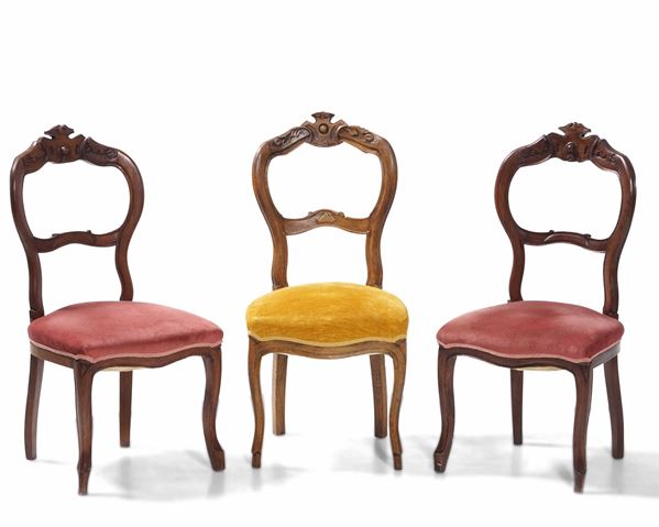 Tre sedie in stile Luigi Filippo