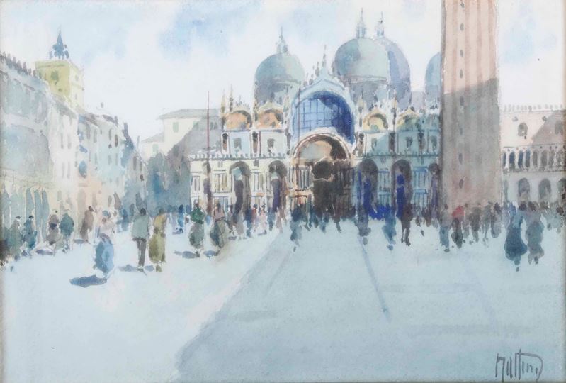 Vittorio Nattino : Venezia, piazza San Marco  - acquerello - Auction 19th Century Paintings - Cambi Casa d'Aste