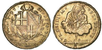Bologna. Governo Popolare, 1796-1797. Scudo da 10 Paoli 1797.