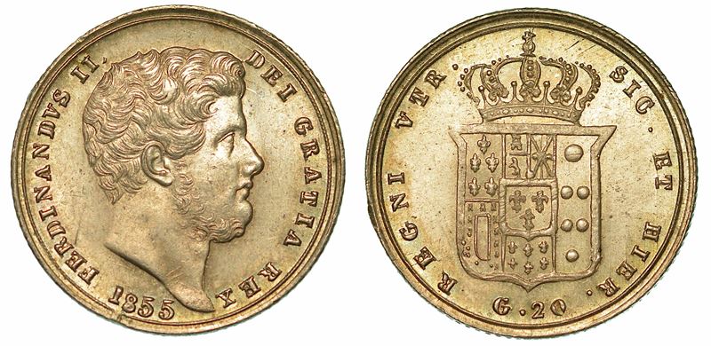 NAPOLI. FERDINANDO II DI BORBONE, 1830-1859. Tarì da 20 Grana 1855.  - Asta Numismatica - I - Cambi Casa d'Aste