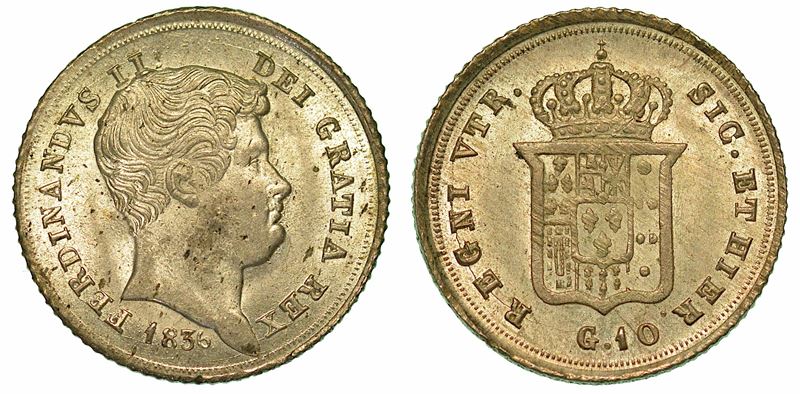 NAPOLI. FERDINANDO II DI BORBONE, 1830-1859. Carlino da 10 Grana 1836.  - Auction Numismatics - I - Cambi Casa d'Aste