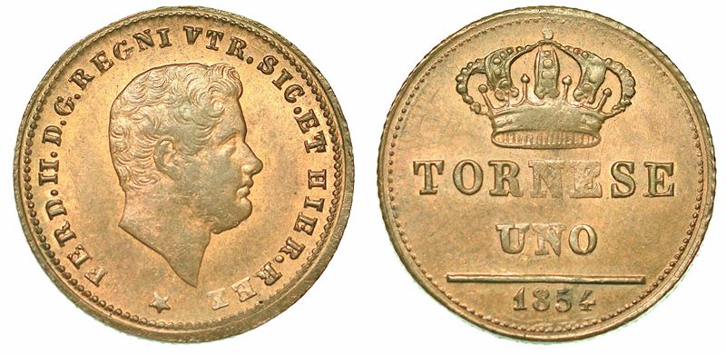 NAPOLI. FERDINANDO II DI BORBONE, 1830-1859. Tornese 1854.  - Asta Numismatica - I - Cambi Casa d'Aste