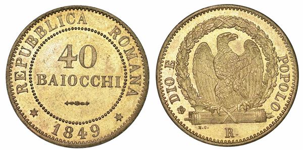 ROMA. SECONDA REPUBBLICA ROMANA, 1848-1849. 40 Baiocchi 1849.