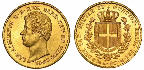 REGNO DI SARDEGNA. CARLO ALBERTO DI SAVOIA, 1831-1849. 20 Lire 1849. Genova.