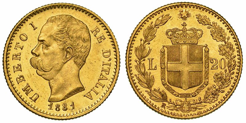 REGNO D'ITALIA. UMBERTO I DI SAVOIA, 1878-1900. 20 Lire 1881.  - Auction Numismatics - I - Cambi Casa d'Aste