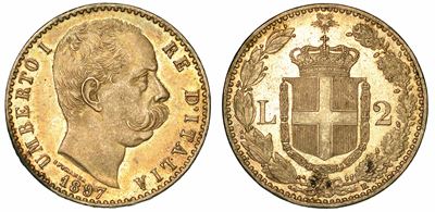 Regno D'italia. Umberto i di Savoia, 1878-1900. 2 Lire 1897 (II Tipo).