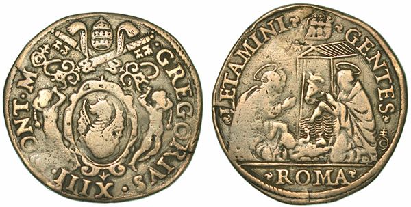 GREGORIO XIII (UGO BOMCOMPAGNI), 1572-1585. Testone. Roma.