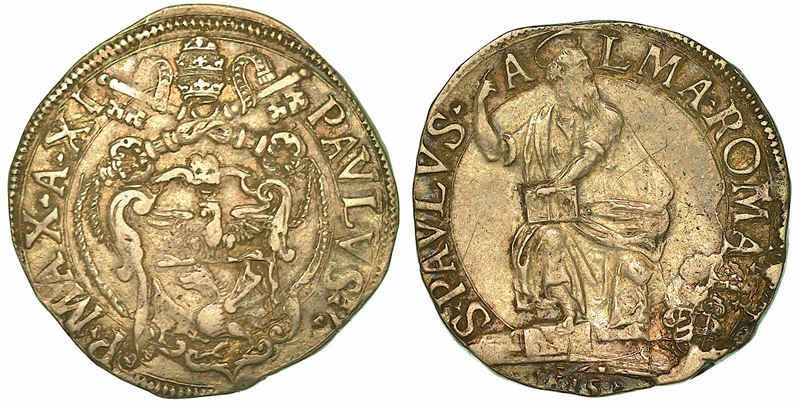 PAOLO V (CAMILLO BORGHESE), 1605-1621. Testone 1615/A. XI. Roma.  - Auction Numismatics - I - Cambi Casa d'Aste