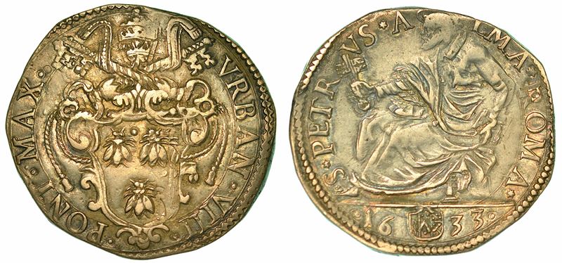 URBANO VIII (MATTEO BARBERINI), 1623-1644. Testone 1633. Roma.  - Asta Numismatica - I - Cambi Casa d'Aste