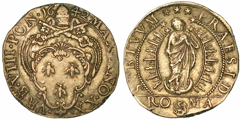URBANO VIII (MATTEO BARBERINI), 1623-1644. Testone 1642/A. XX. Roma.  - Asta Numismatica - I - Cambi Casa d'Aste