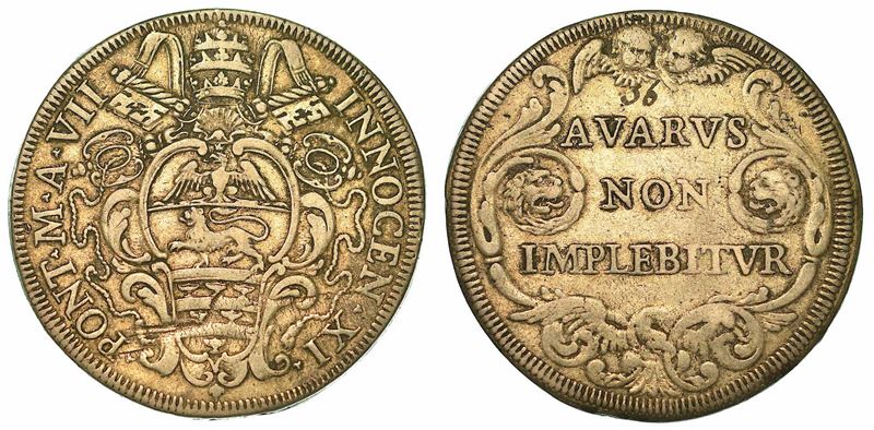 INNOCENZO XI (BENEDETTO ODESCALCHI),1676-1689. Mezza Piastra A. VII. Roma.  - Auction Numismatics - I - Cambi Casa d'Aste