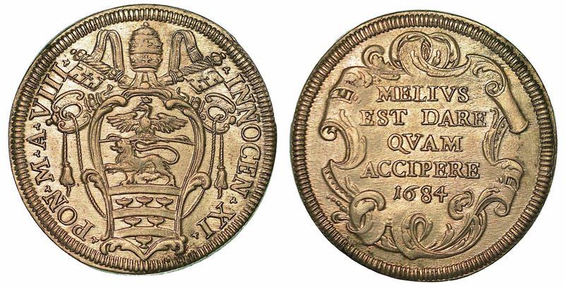 INNOCENZO XI (BENEDETTO ODESCALCHI), 1676-1689. Testone 1684/A. VIII. Roma.  - Auction Numismatics - I - Cambi Casa d'Aste
