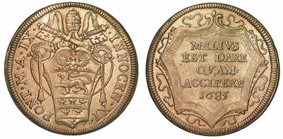 Innocenzo XI (benedetto Odescalchi), 1676-1689. Testone 1685/a. IX.