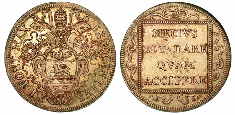 INNOCENZO XI (BENEDETTO ODESCALCHI), 1676-1689. Testone s.d. Roma.  - Auction Numismatics - I - Cambi Casa d'Aste