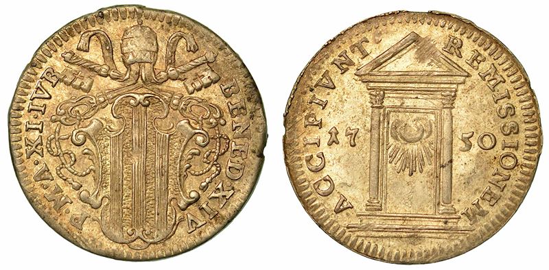 BENEDETTO XIV (PROSPERO LORENZO LAMBERTINI), 1740-1758. Grosso 1750 (Giubileo) A XI. Roma.  - Auction Numismatics - I - Cambi Casa d'Aste