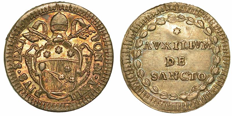 PIO VI (GIOVANNI ANGELO BRASCHI DI CESENA), 1775-1799. Grosso A. XIII. Roma.  - Auction Numismatics - I - Cambi Casa d'Aste