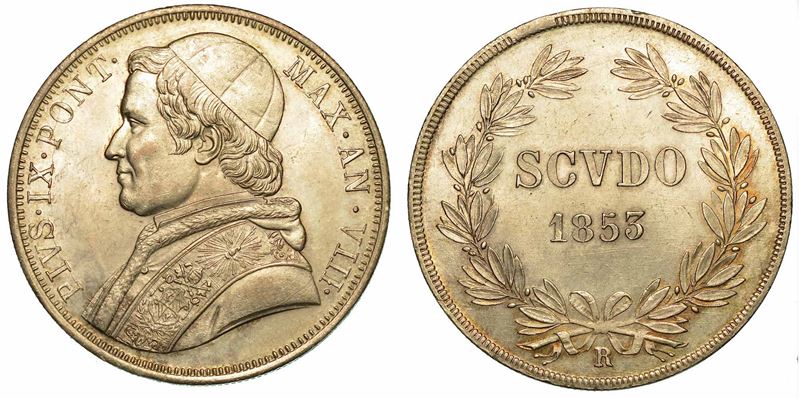 PIO IX (GIOVANNI MARIA MASTAI FERRETTI), 1846-1878. Scudo 1853/A. VIII. Roma.  - Asta Numismatica - I - Cambi Casa d'Aste