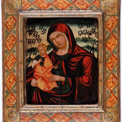 Scuola Veneto Cretese del XVI Secolo Madonna con Bambino