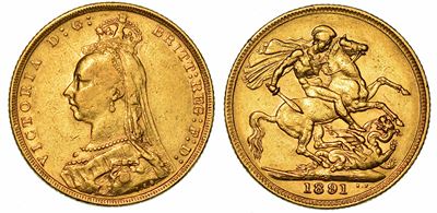 Regno Unito. Victoria, 1837-1901. Sovereign 1891.