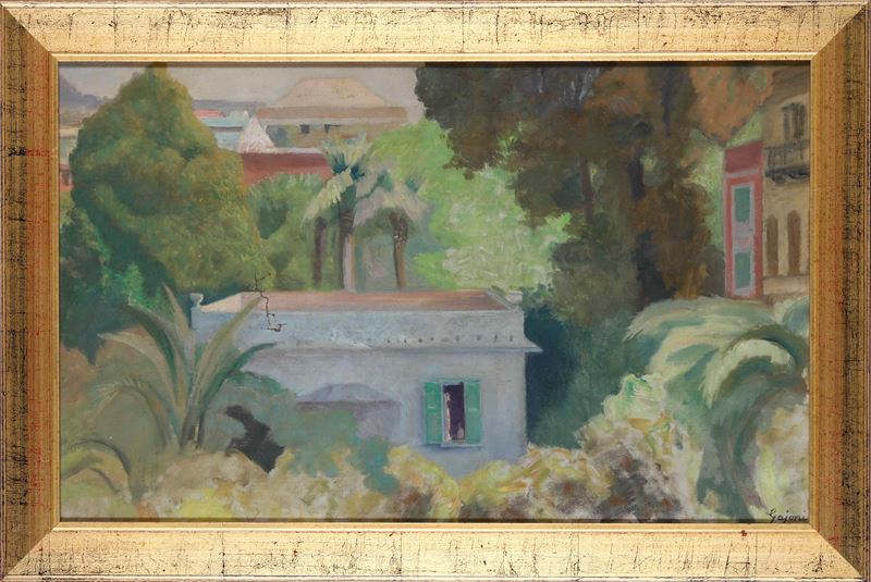 Gajoni Veduta con villa  - olio su tela - Asta Dipinti del XIX-XX secolo - Cambi Casa d'Aste