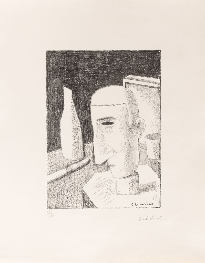 Carlo Carr&#224; : Gentiluomo ubriaco  - litografia - Auction Prints and Multiples  [..]