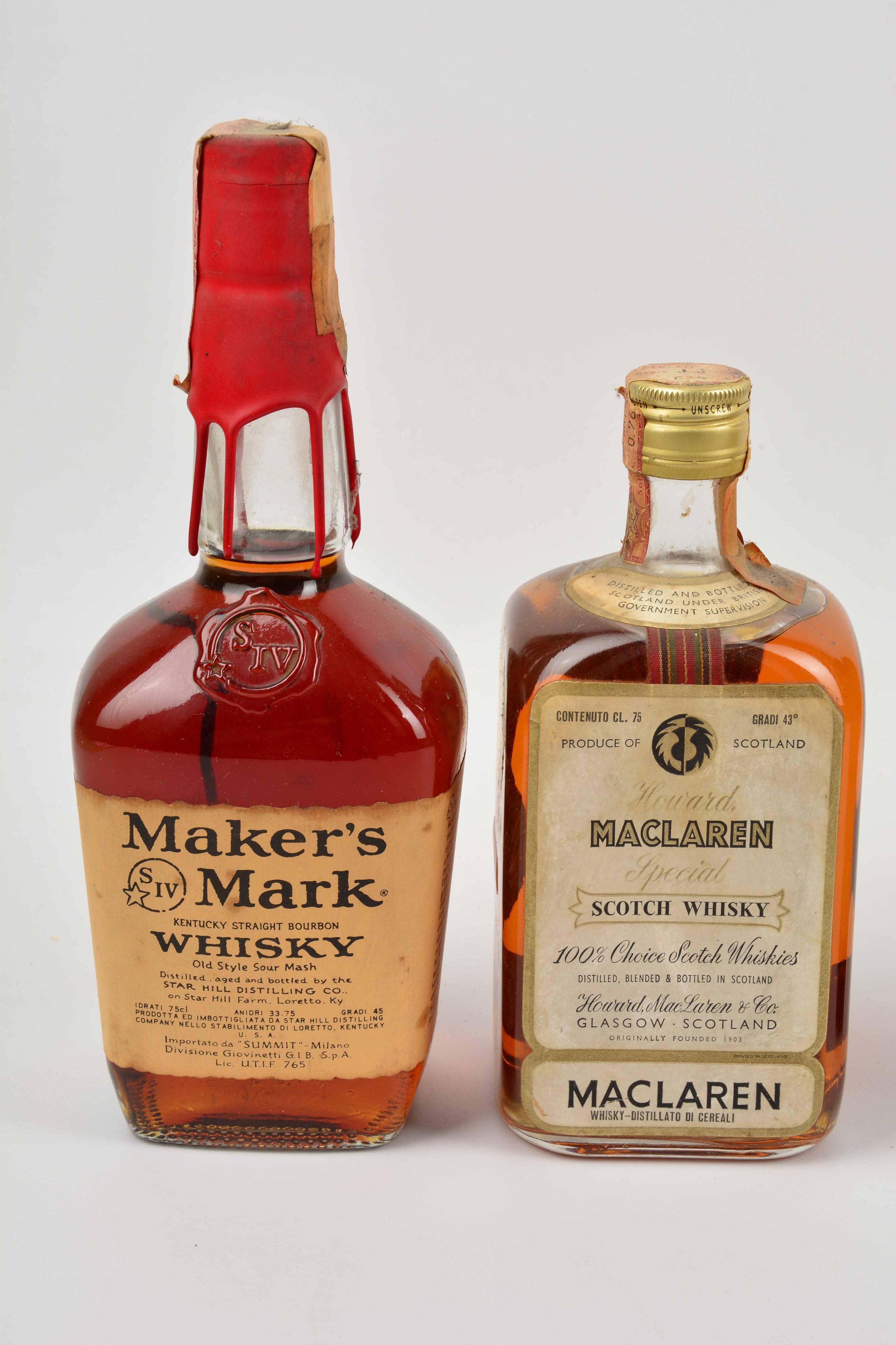 Maclarem, Mackinlay's, James Martin's, Mackintosh, Scotch Whisky,bourbon Maker’s Mark