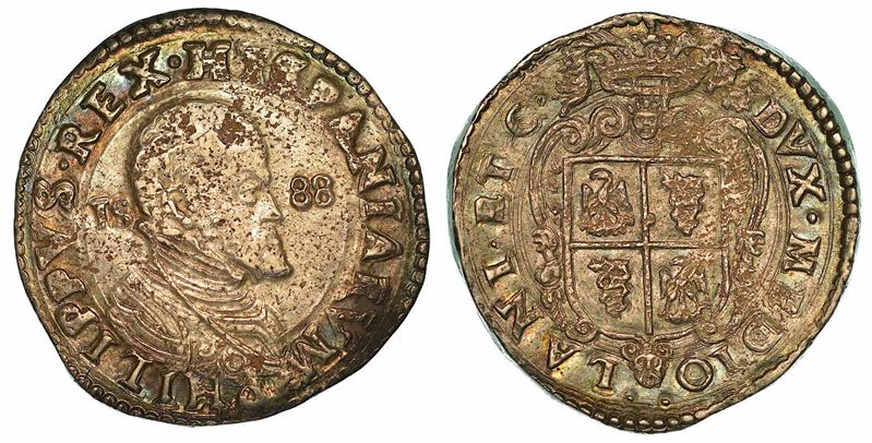 MILANO. FILIPPO II D'ASBURGO, 1556-1598. Scudo d’argento 1588.  - Asta Numismatica - I - Cambi Casa d'Aste