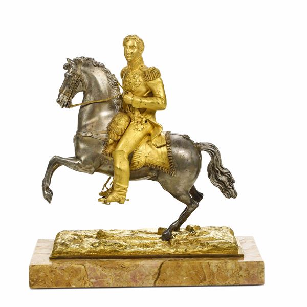Fonditore del XIX secolo Francesco II di Borbone a cavallo