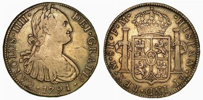 Messico. Carlos IV, 1788-1808. 8 Reales 1791. Città del Messico.