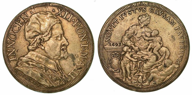INNOCENZO XII (ANTONIO PIGNATELLI), 1691-1700. Piastra 1693/A. III. Roma.  - Auction Numismatics - I - Cambi Casa d'Aste