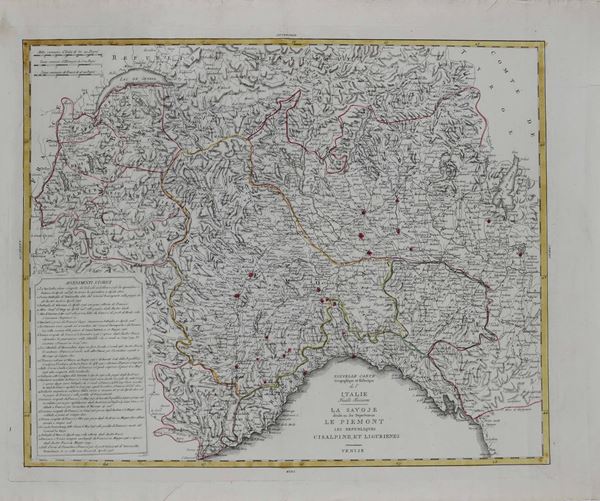 Nouvelle carte geographique et historique de l'Italie - Fine XVIII secolo