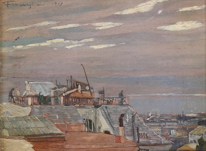 Federico Maragliano : Veduta di porto  - olio su tavola - Auction 19th and 20th Century Paintings - Cambi Casa d'Aste