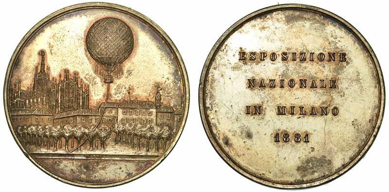 ESPOSIZIONE NAZIONALE IN MILANO 1881. Medaglia in argento 1881.  - Asta Numismatica - I - Cambi Casa d'Aste