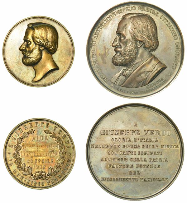 GIUSEPPE VERDI. Lotto di due medaglie.