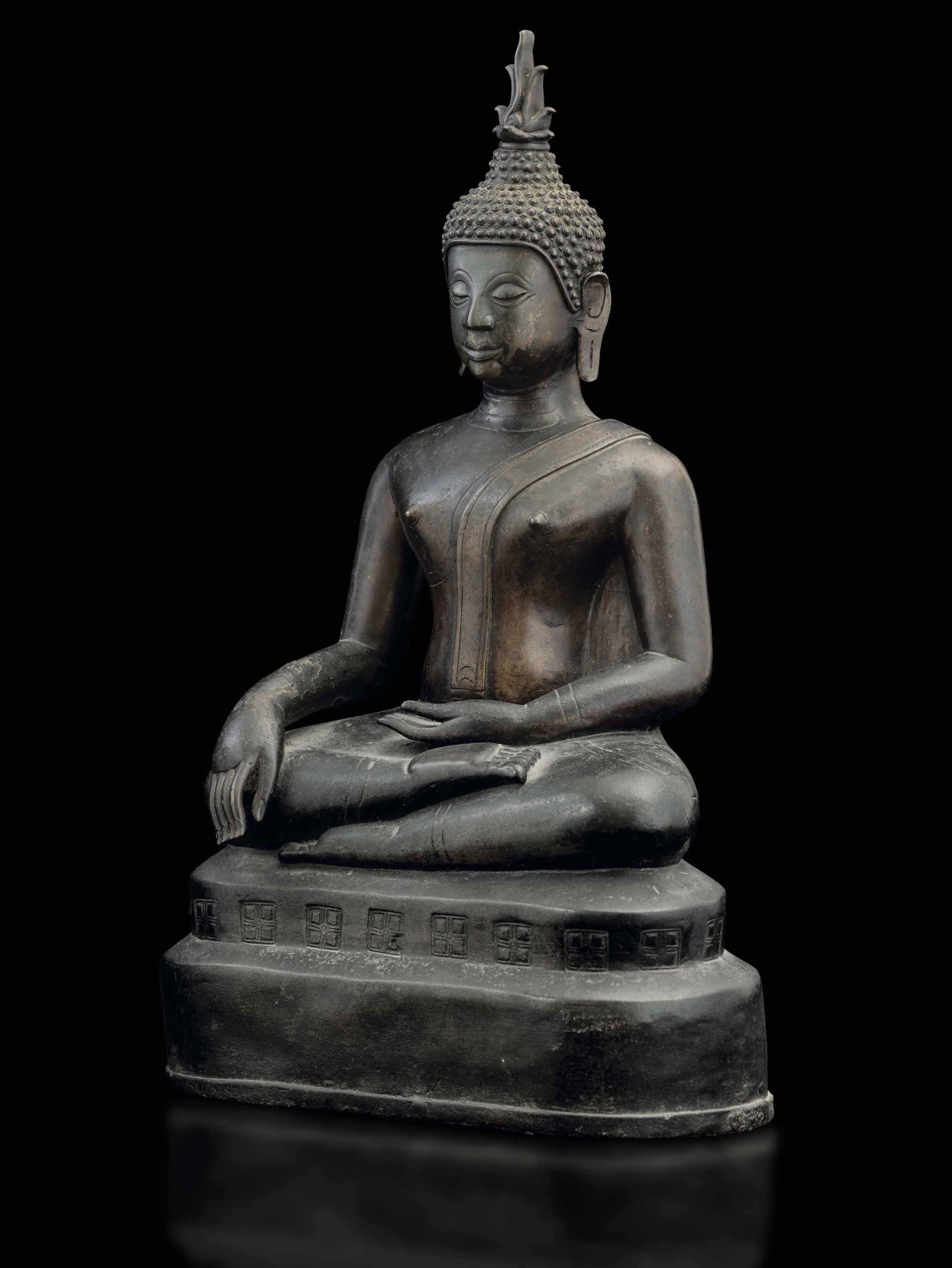 Figura di Buddha Sakyamuni in Bronzo, Thailandia, Ayutthaya, XVIII Secolo