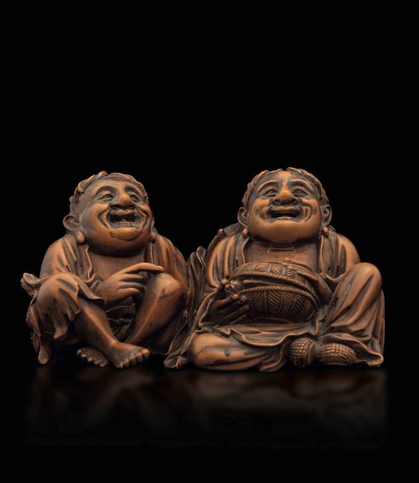 A carved wood group, Japan, 1800s