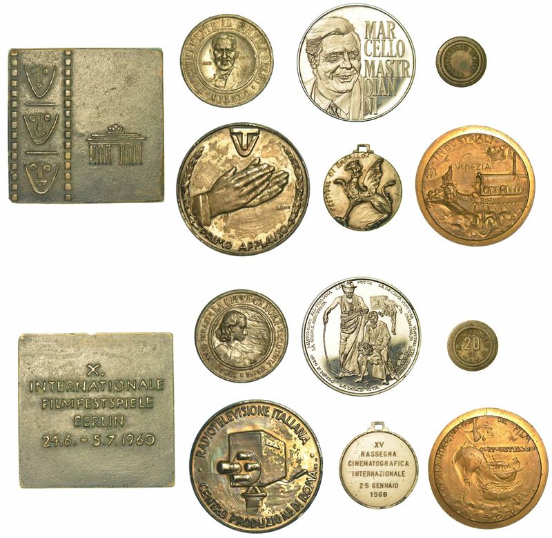 CINEMA. Lotto di sette medaglie e gettoni.  - Asta Numismatica - I - Cambi Casa d'Aste