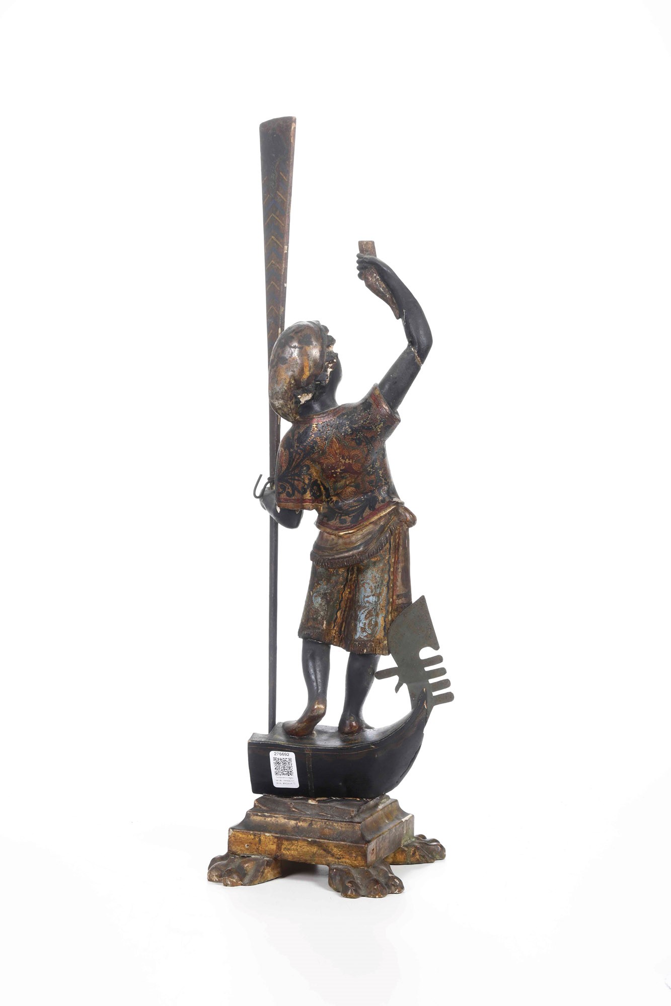 Gondoliere, scultura in legno laccato, Venezia, XIX secolo