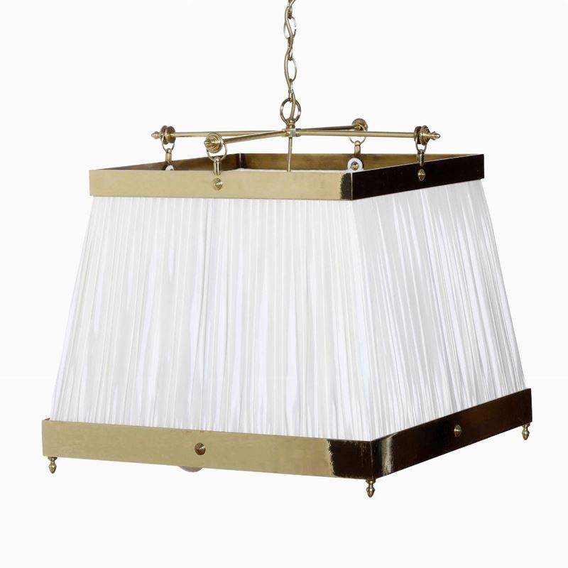 Lampadario in ottone e tessuto. XX secolo  - Auction Antique September - Cambi Casa d'Aste