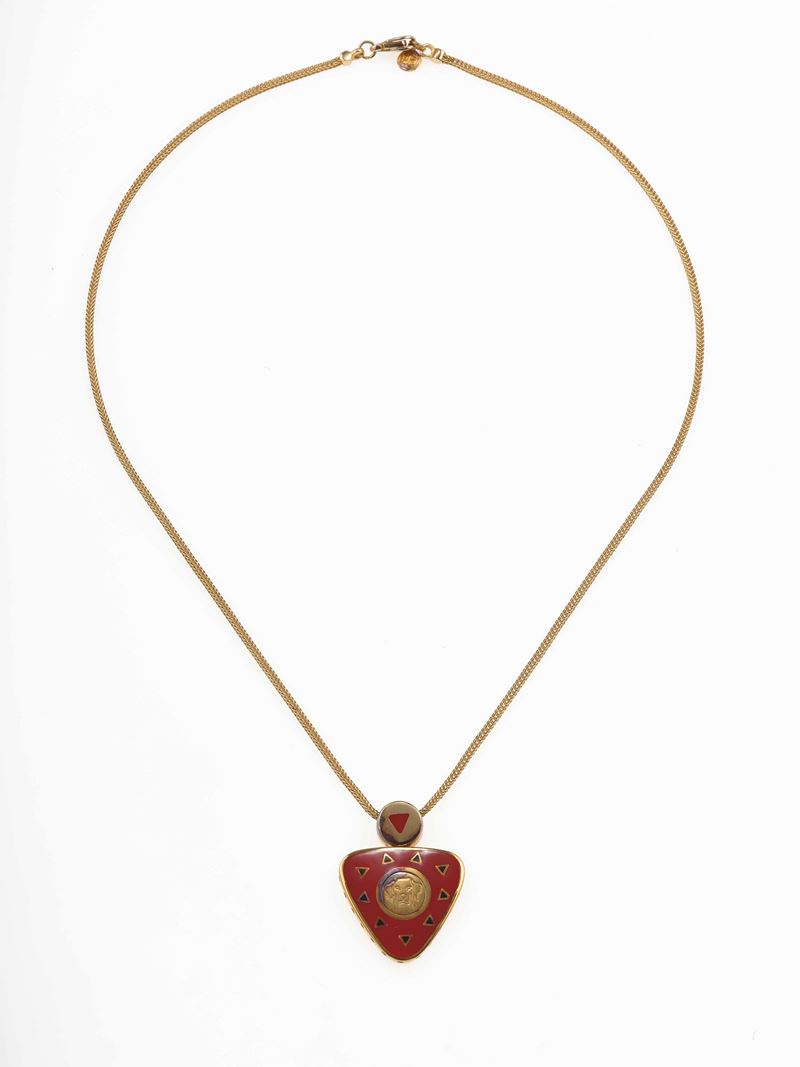 Enamel and gold necklace. Signed La Nouvelle Bague. Fitted case  - Auction Jewels - Cambi Casa d'Aste