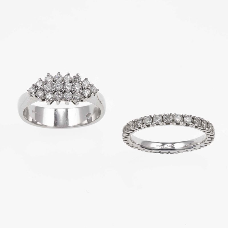 Coppia di anelli con diamanti  - Asta Gioielli - Cambi Casa d'Aste